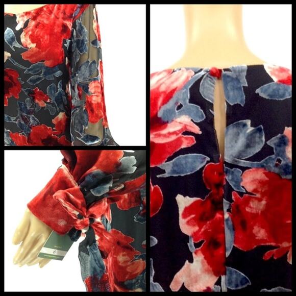 Taylor Dress Women 6 Floral NWT Red Black Cocktail Romantic Evening Party Knee - Picture 2 of 5